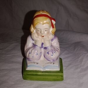 Vintage Japan Salt Shaker Girl Reading Book Replacement